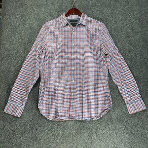 Banana Republic Shirt Mens Medium Grant Fit Custom Wash Blue White Red Plaid